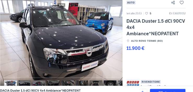 Dacia Duster crolla il prezzo