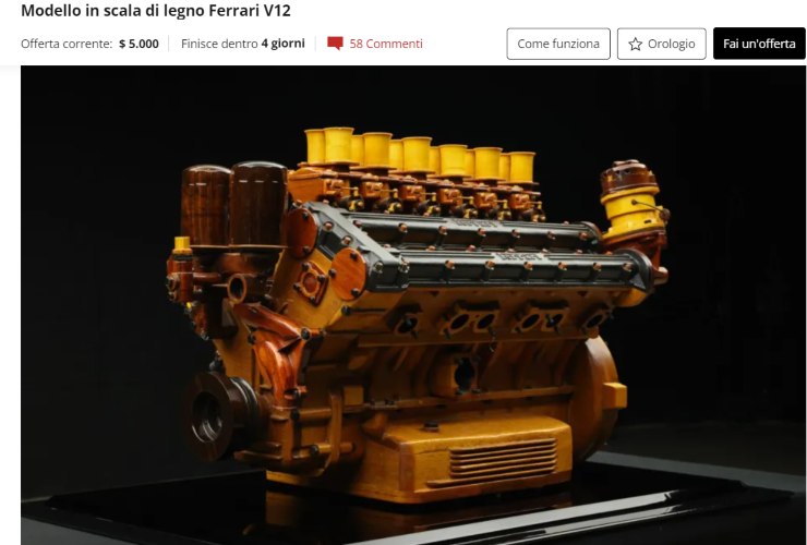 Ferrari motore legno asta novità web